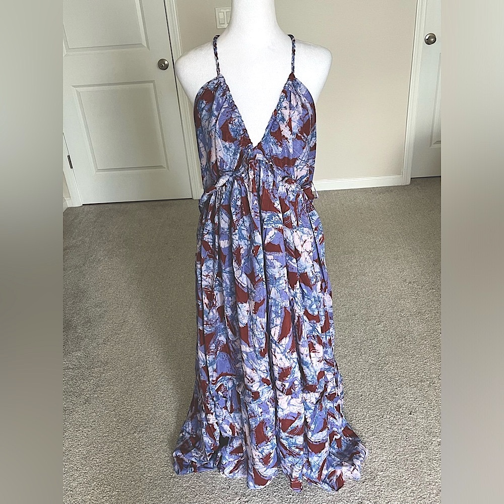NWT Anthropologie Sleeveless VNeck A-Line Midi Dress Size XL Color Purple